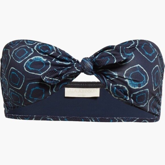 New ULLA JOHNSON Palma knotted front Strapless Bikini Top in Blue Size L - Picture 2 of 9